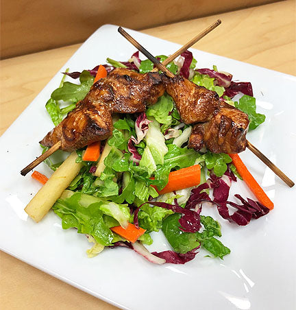 Mango Balsamic Chicken Skewers with Coleslaw