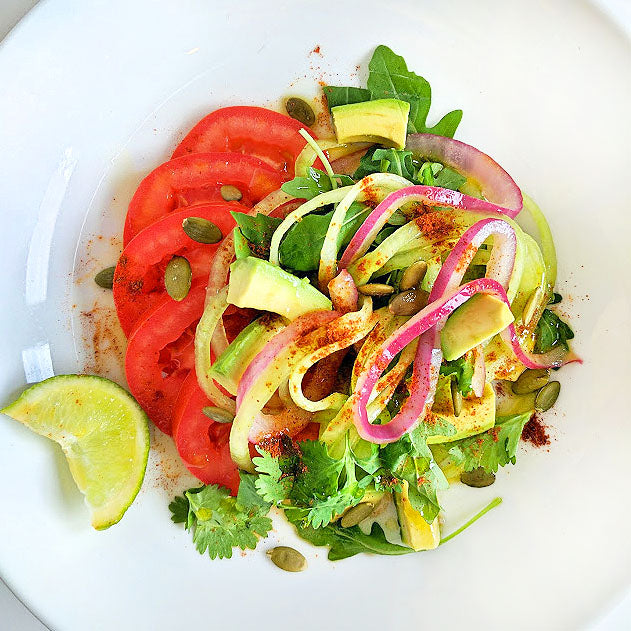 Cucumber, Tomato and Avocado Salad Prairie Oils & Vinegars