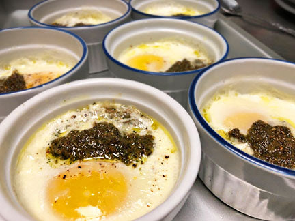 Mint Pesto Baked Eggs