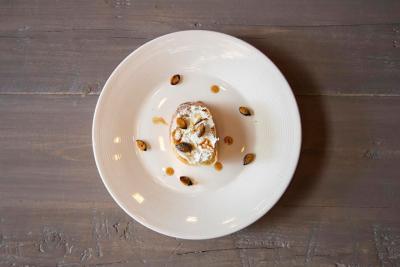 Goat Cheese Crostini with Roasted Pumpkin Seed Oil