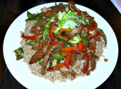 "PB and J" Steak Stir-fry with Rice