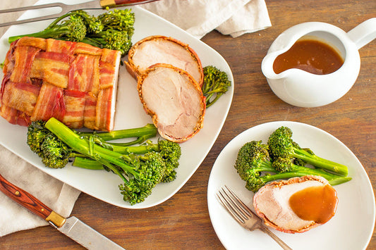 Bacon & Apple Pork Roast with Italian Greens