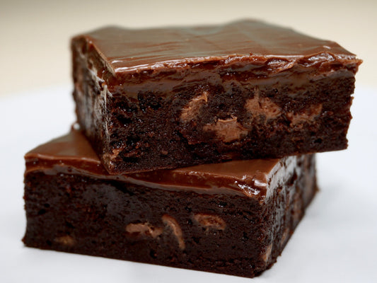 Brownies with Dark Chocolate and Orange Vanilla Balsamic Ganache