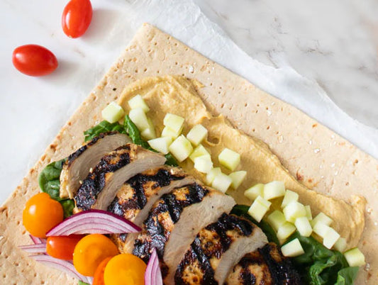 Mediterranean Chicken & Hummus Roll-Ups