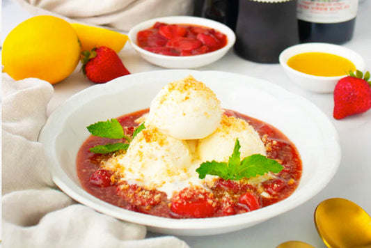 Meyer Lemon & Strawberry Ice Cream Sundae