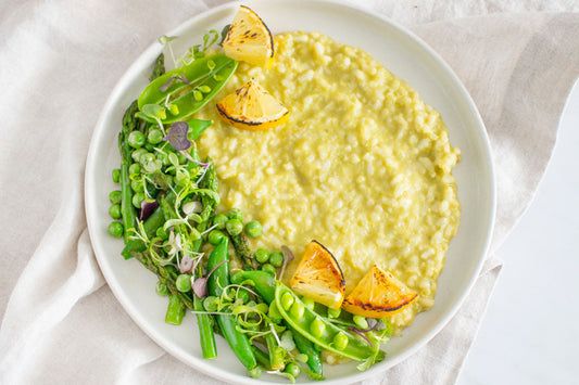 Pea Pesto & Grilled Lemon Risotto