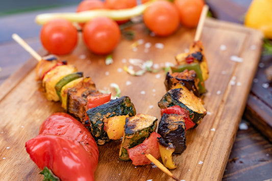 Roasted Vegetable Skewers with Garlic Herb Sauce