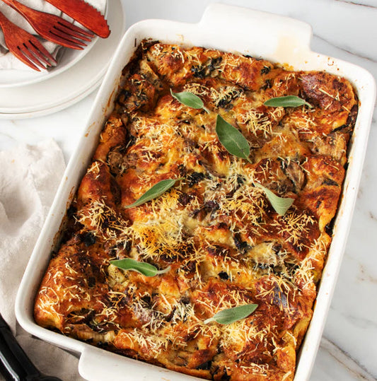 Savory Mushroom & White Truffle Bread Pudding