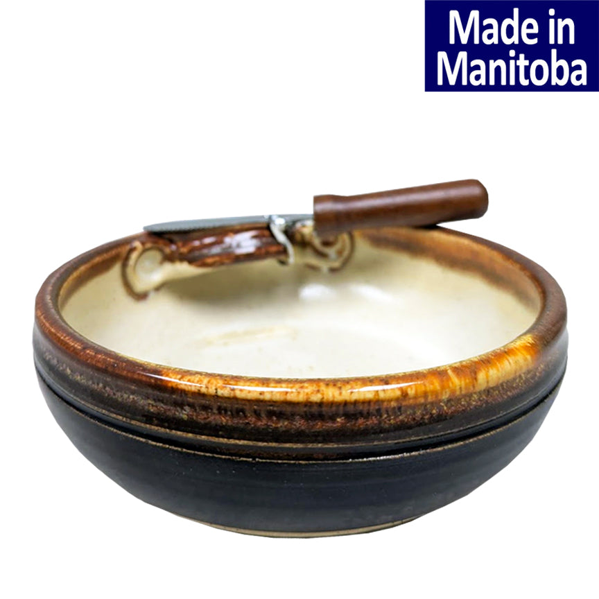Brown Pottery Dipping Dish