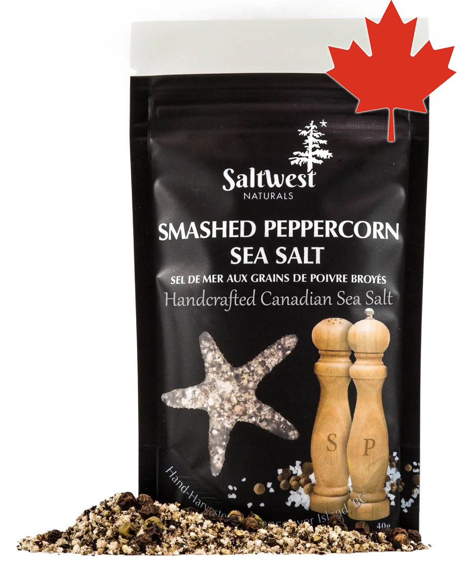 SaltWest Naturals Infused Sea Salts Smashed Peppercorn Sea Salt Meat Rubs & Spices