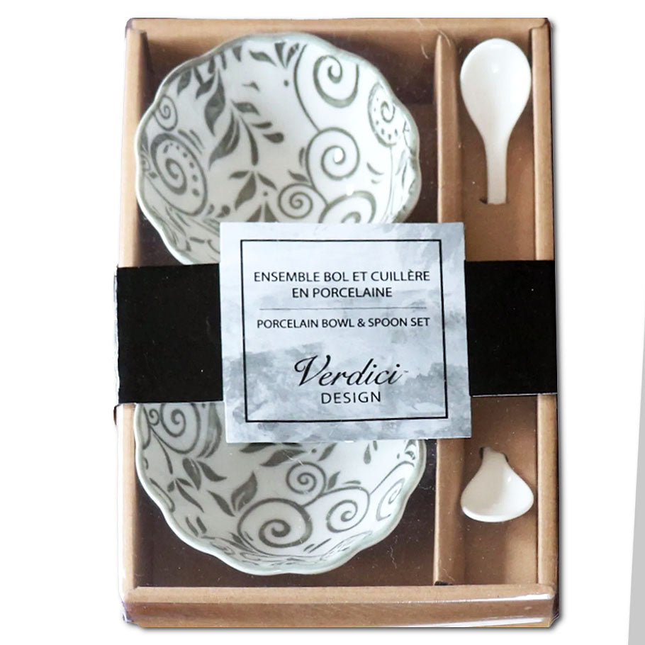 Porcelain Bowl Set with Spoons