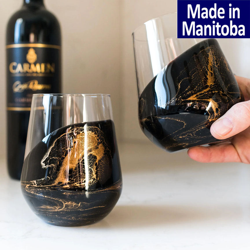Lynn & Liana Serveware - Resin Coated Entertaining Glasses Black Ember Accessories