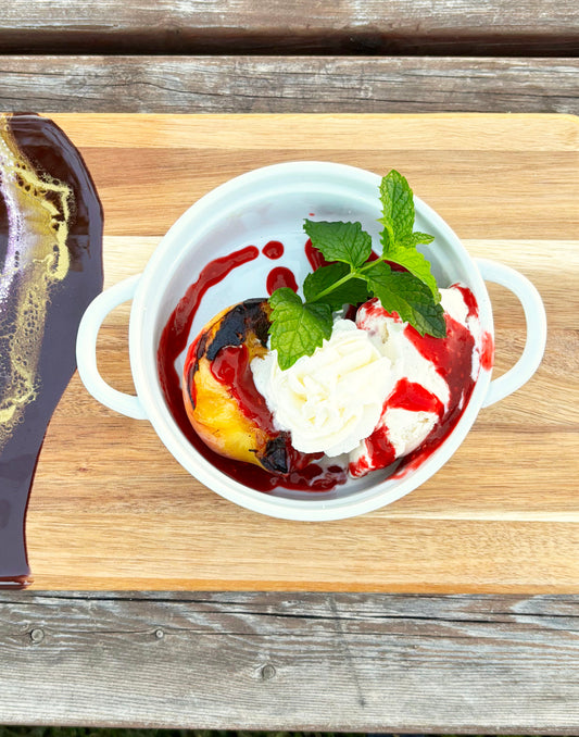 Grilled Peaches with Raspberry Coulis