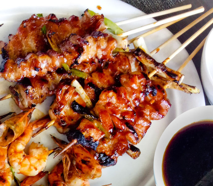 Pork Skewers with Grilled Pineapple and Veggies
