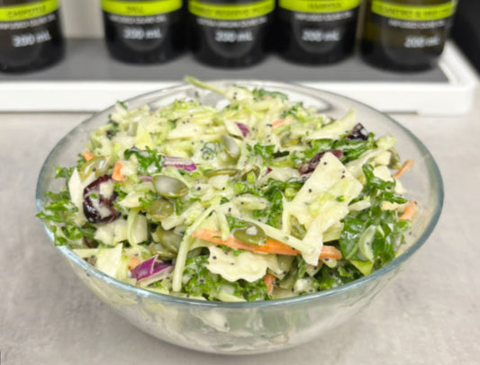 Kale & Broccoli Slaw with Creamy Orange-Poppyseed Dressing