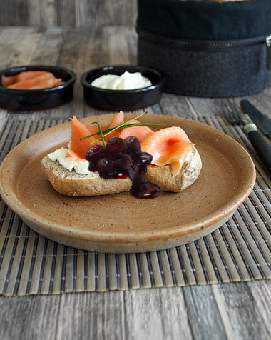 Salmon Crostini with Savoury Blueberry Compote