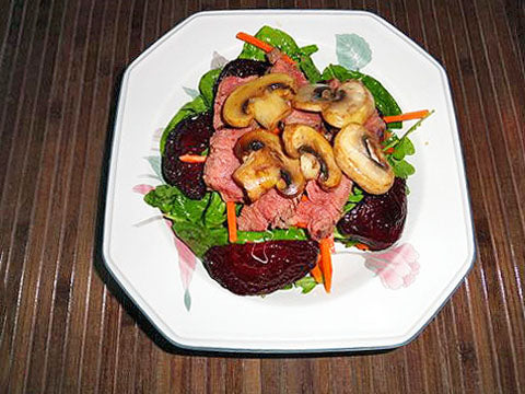 Grilled Steak Salad with Roasted Beets in a Honey Balsamic Glaze