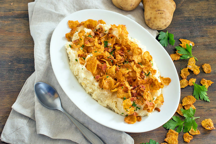 Herb Mashed Potatoes with Crispy Bacon Topping