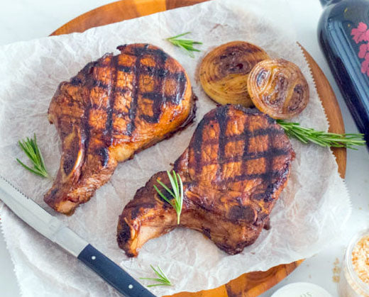 Roasted Onion and Bourbon Maple Chops