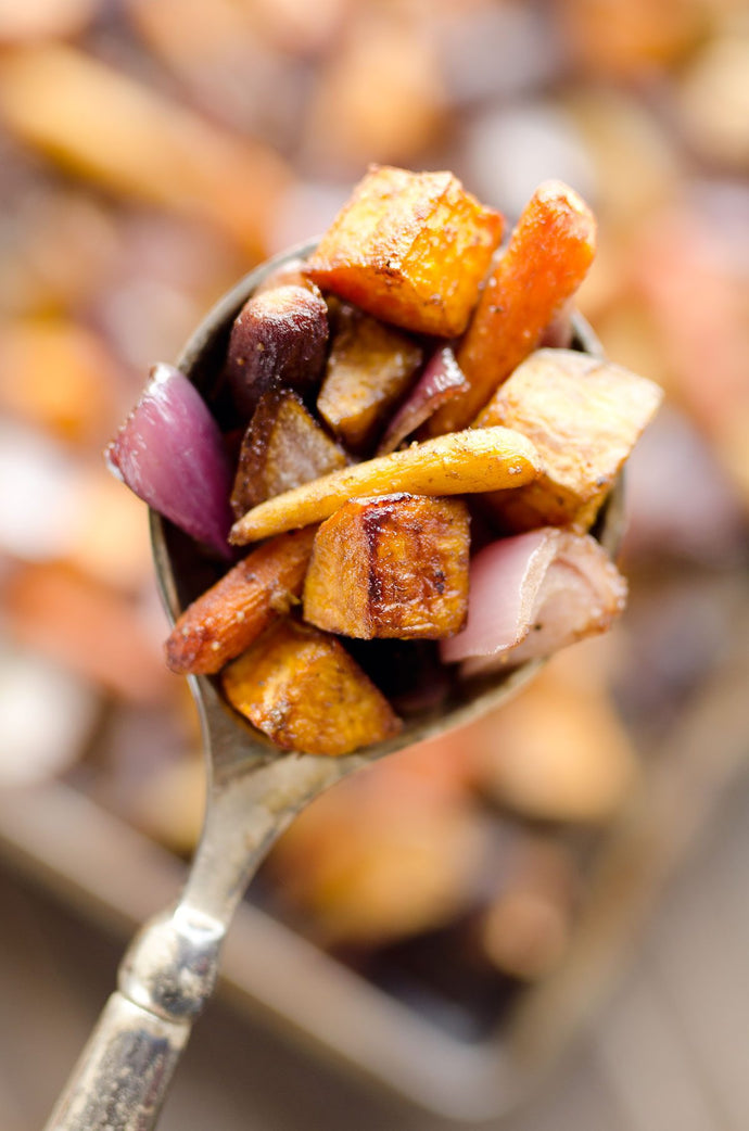 Roasted Fall Root Vegetables with Mushroom & Sage and Gala Apple