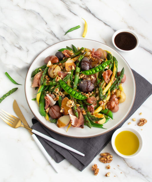 Spring Pea, Asparagus, Potato and Prosciutto Salad