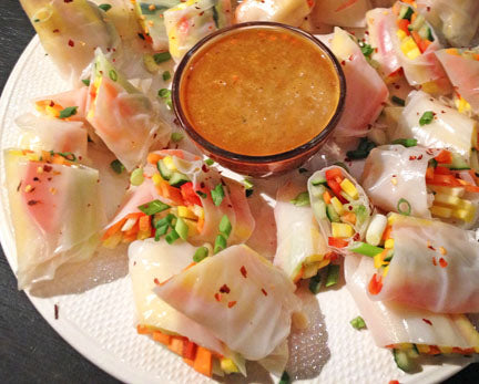 Spring Rolls with Carrot-Ginger Dipping Sauce
