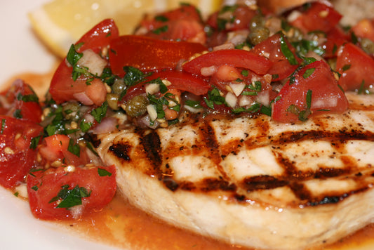 Lemon Grilled Swordfish with Mango Salsa