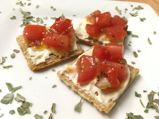 Tomato Crostini with Whipped Feta Dip