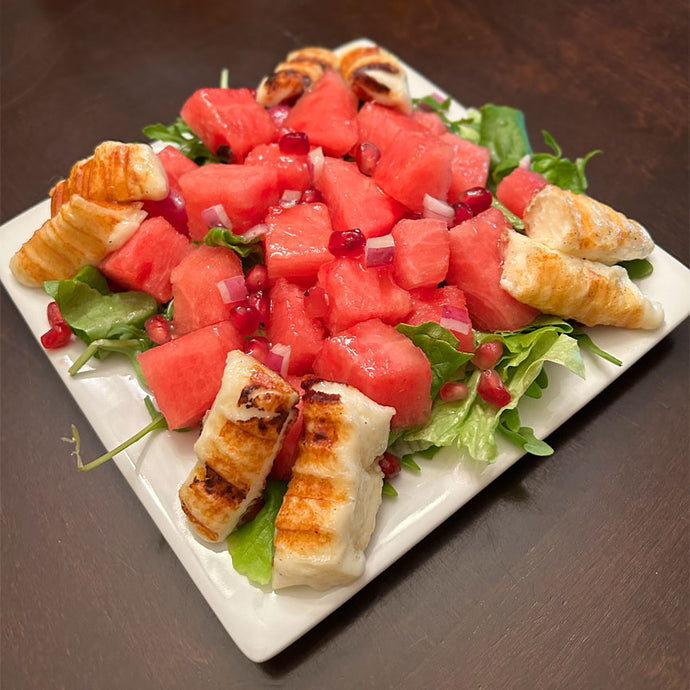 Watermelon Salad with Grilled Cheese