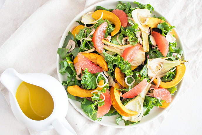 Winter Salad with Roasted Squash, Fennel and Grapefruit