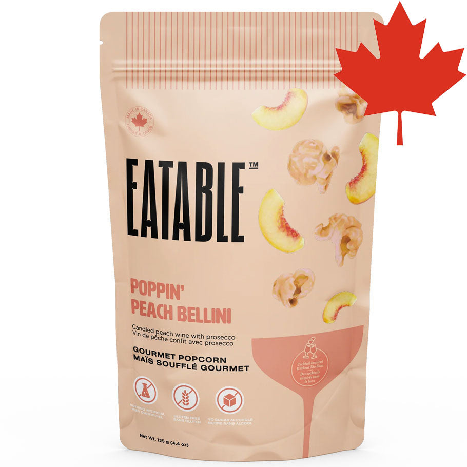 EATABLE Alcohol-Infused Gourmet Popcorn Poppin' Peach Bellini Other Foods