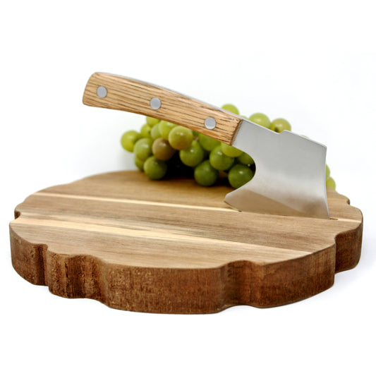 Natural Living Acacia Cheese Board and Axe Set
