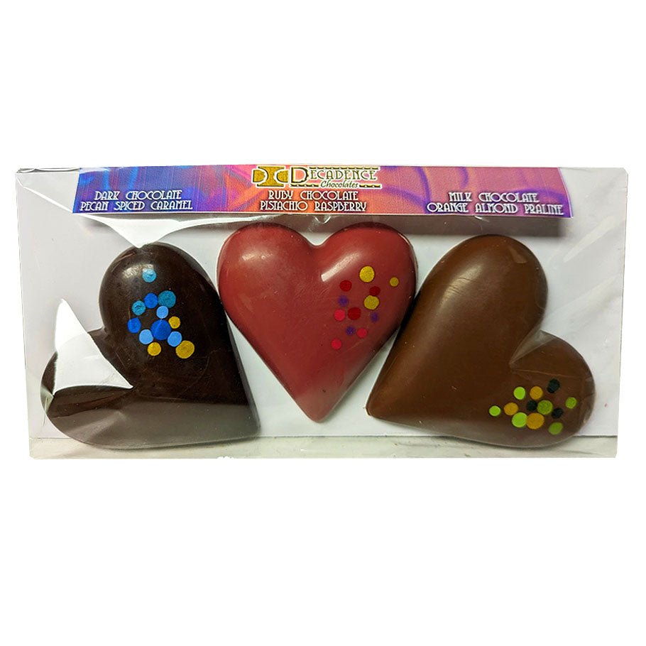 Decadence Chocolates Heart Trio