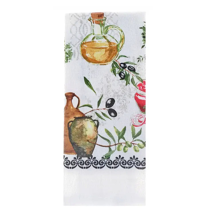 Printed Kitchen Towel - Olive Oil Design