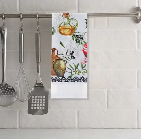 Printed Kitchen Towel - Olive Oil Design