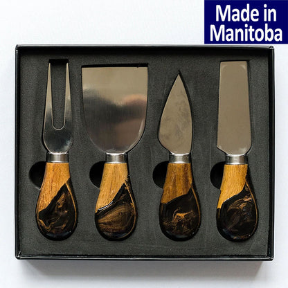 Lynn & Liana Serveware - Resin Coated Cheese Knife Set Black Ember Accessories