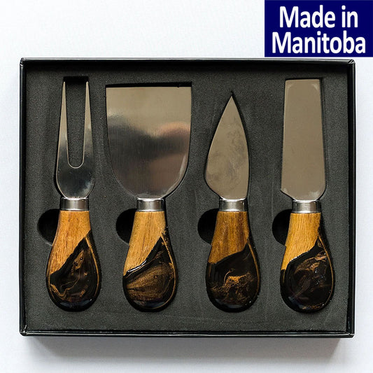 Lynn & Liana Serveware - Resin Coated Cheese Knife Set Black Ember Accessories