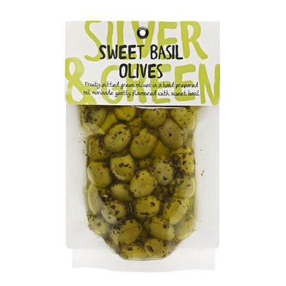 Silver & Green Olives Sweet Basil Green Olives